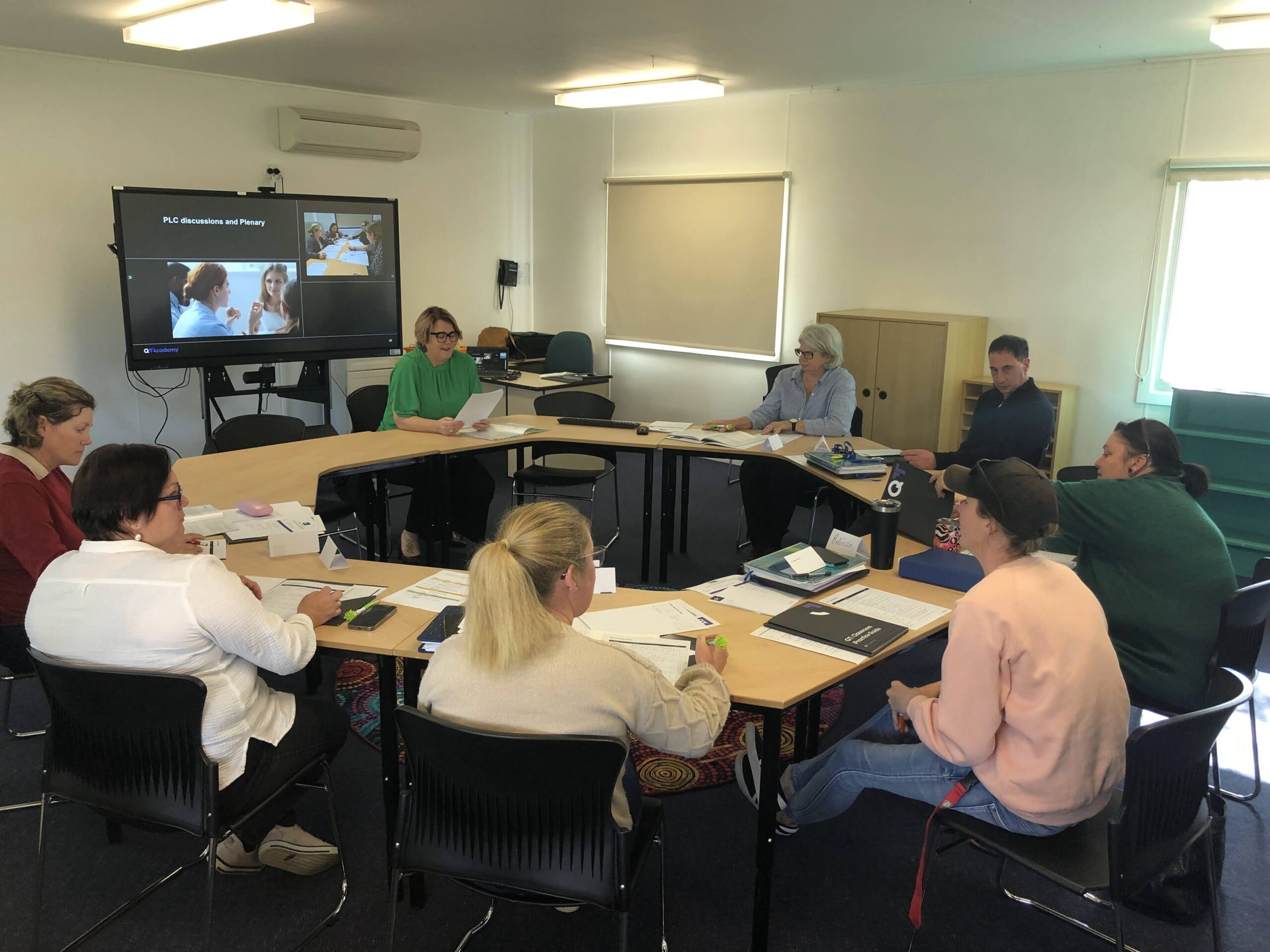 Quality Teaching Rounds Adviser, Beth Filipo facilitates a discussion as a part of Tullamore Central’s implementation of QTR in a rural school.
